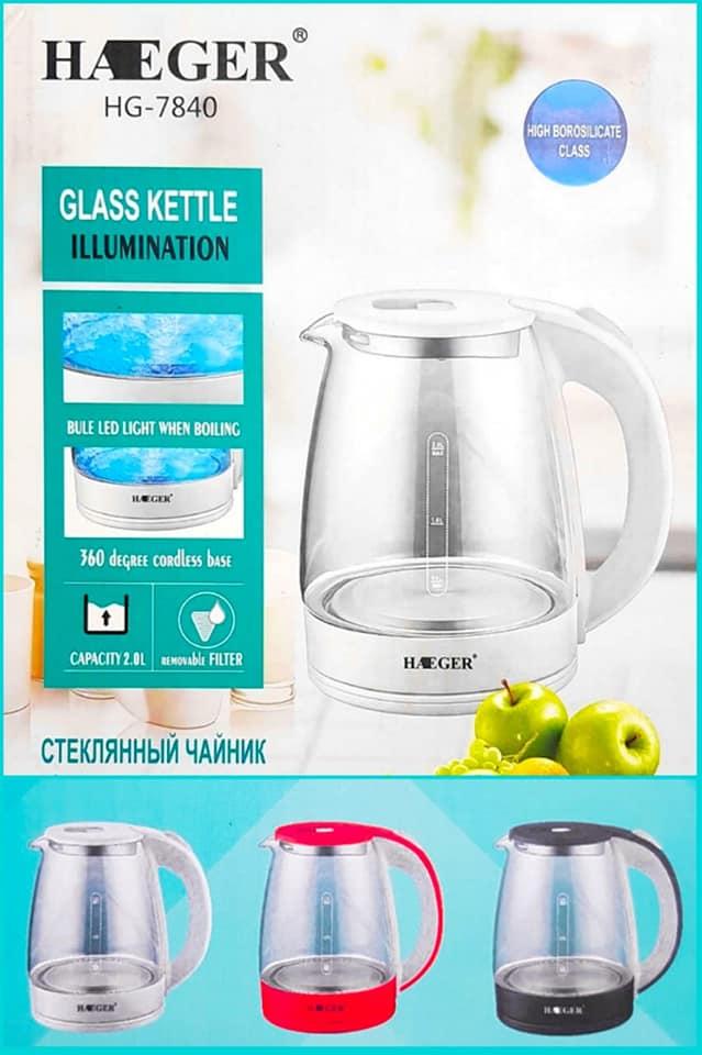 

Электрический чайник HAEGER HG-7840, 2л, 2200W