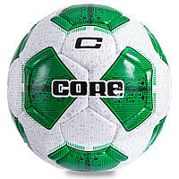 М'яч футбольний №5 PU ламін. CORE COMPETITION PLUS CR-005 (№5, 5 сл., Зшитий вручну, білий-зелений), фото 1