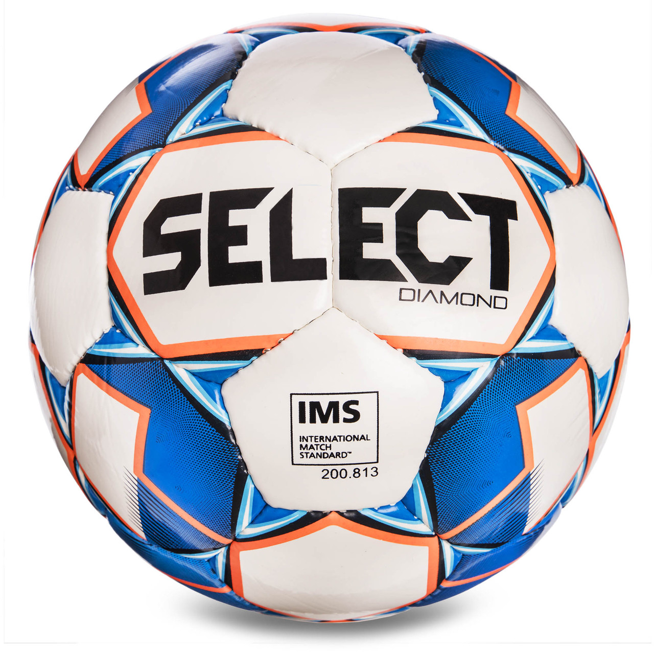 Мяч футбольный №5 SELECT DIAMOND IMS NEW (FFPUS 1200, белый-синий-оранжевый)