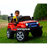 Дитячий електромобіль на акумуляторі Jeep T-7843 з пультом радіоуправління для дітей 3-8 років червоний, фото 2