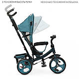 Трехколесный велосипед с родительской ручкой, бампером, наклоном спинки TURBOTRIKE M 3113-21L, Бирюзовый лен, фото 3