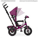Детский 3-х колесный велосипед с родительской ручкой и звуковой панелью TURBOTRIKE M 3115HA-18L Фиолетовый лен, фото 2