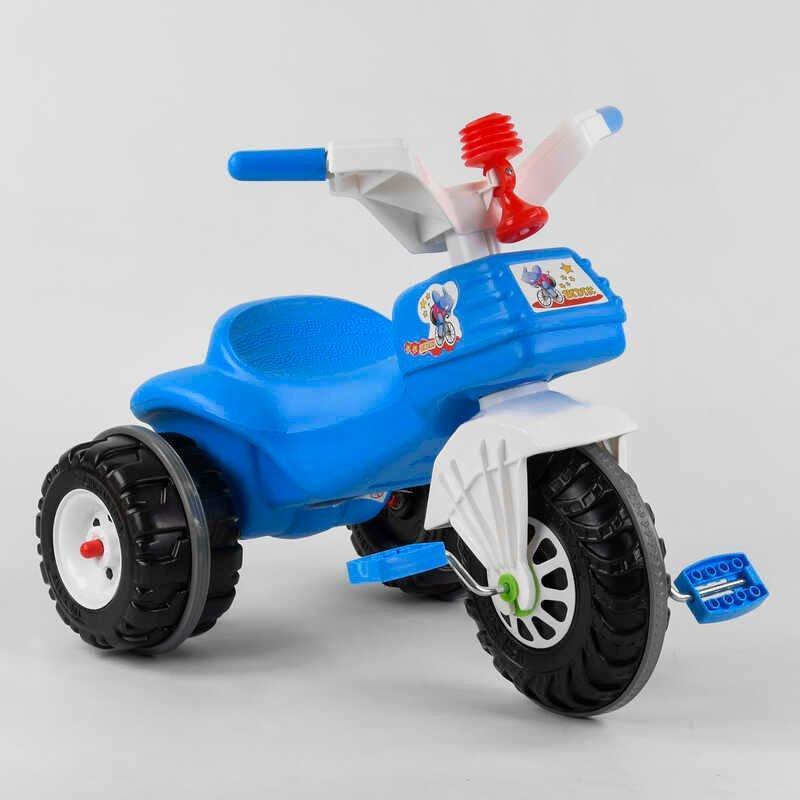 Пластиковий велосипед для малюків з трьома пластмасовими колесами з гумовими накладками Pilsan 07-119 синій