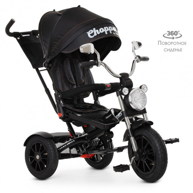 Детский трехколесный велосипед с поворотным сиденьем, корзиной для игрушек «TURBOTRIKE» M 4056HA-20-15 черный