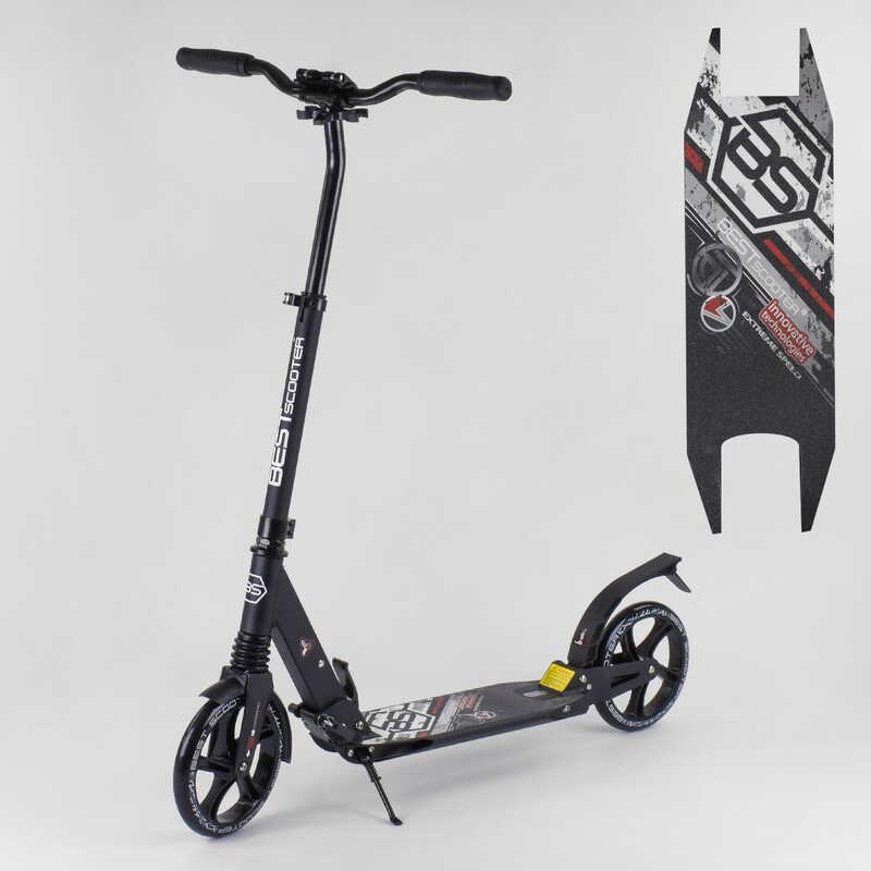 

Самокат алюминиевый Best Scooter с PU колесами, 2 аммортизаторами Black/White (92089), Черный + белый