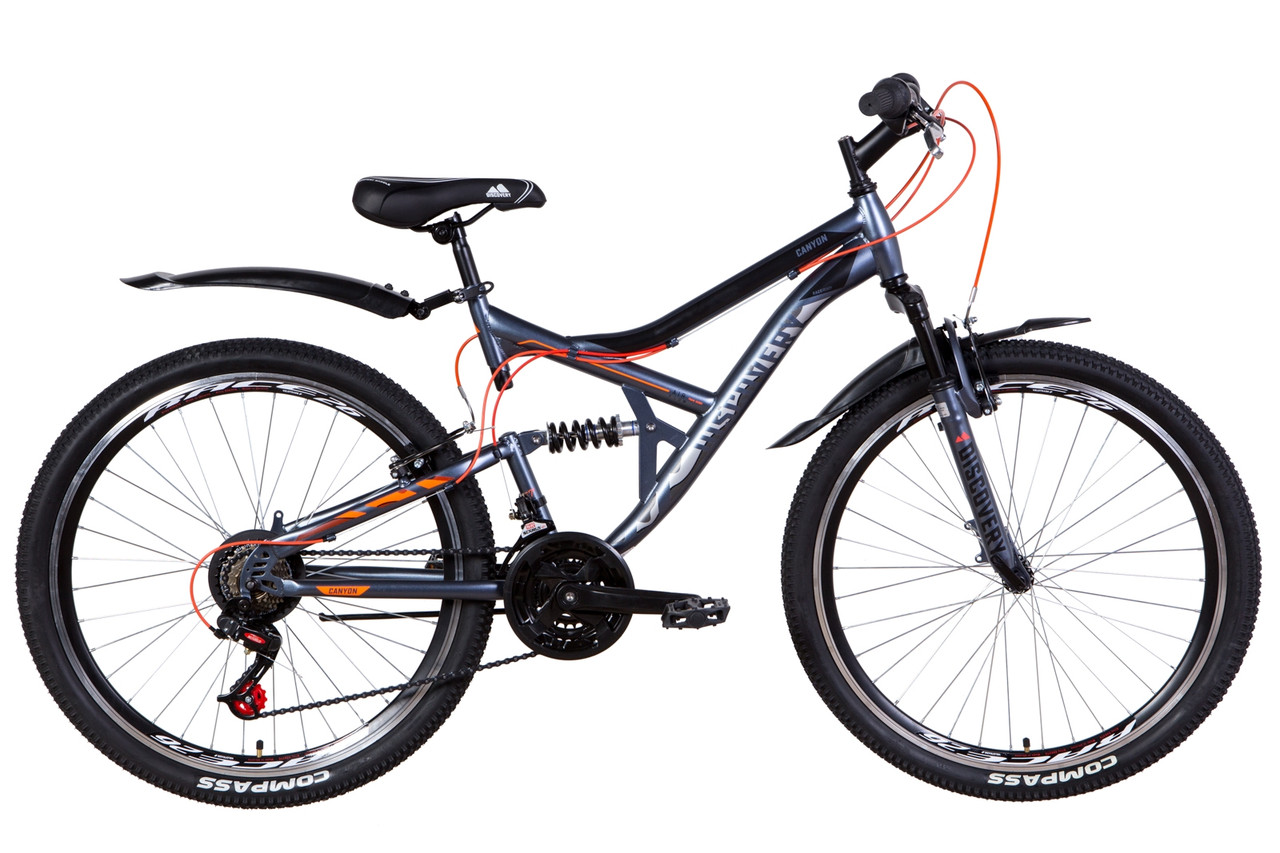 Велосипед 26" Discovery CANYON 2021 (графитово-черный с оранжевым (м))