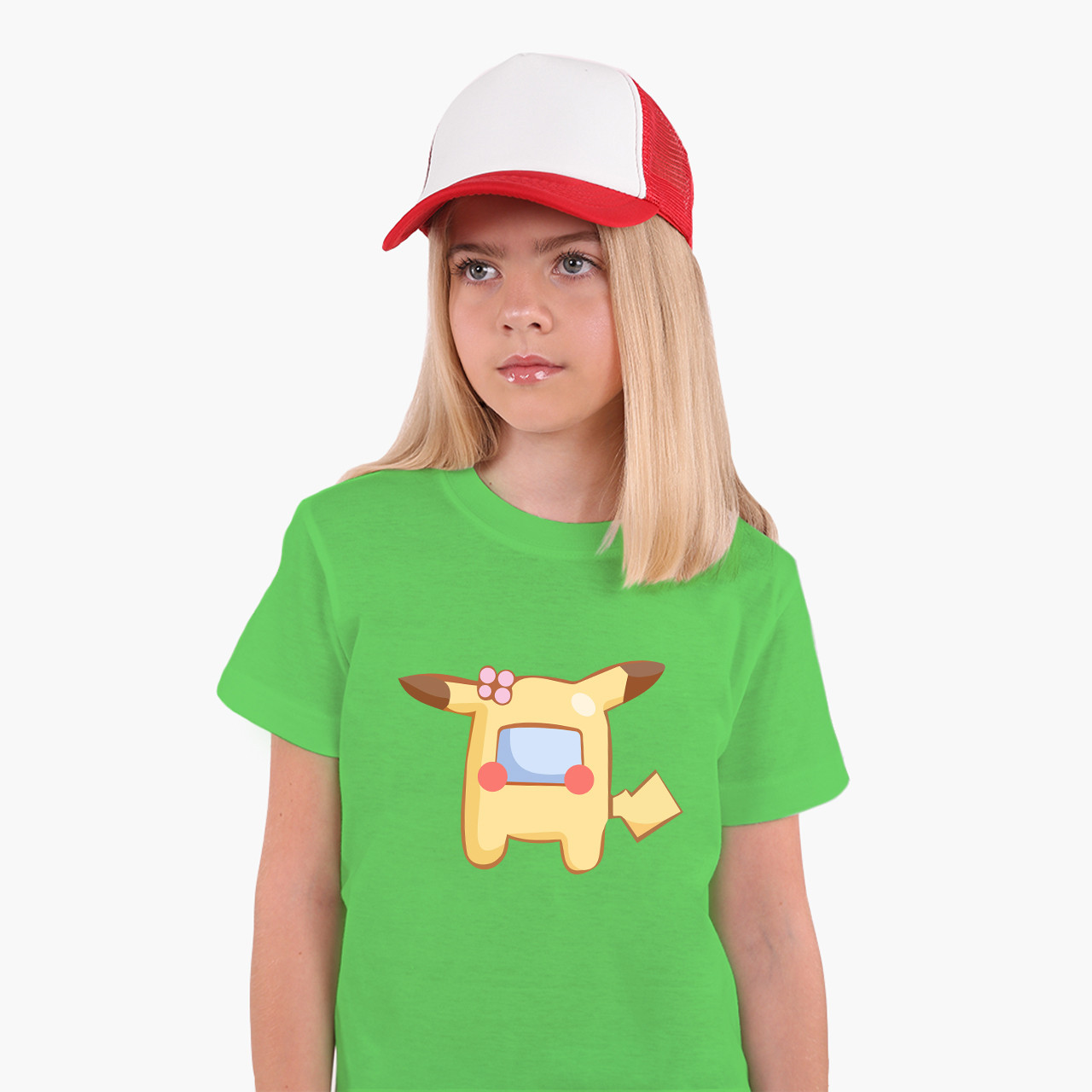 

Детская футболка для девочек Амонг Ас Покемон Пикачу (Among Us Pokemon Pikachu) (25186-2419-KG) Салатовый 158