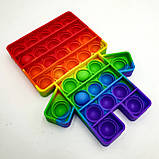 Поп ит силиконовый антистресс, разноцветный Fidget человечек радуга, Pop It (размер 15*10 см), фото 2