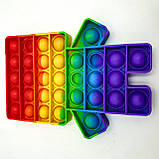 Поп ит силиконовый антистресс, разноцветный Fidget человечек радуга, Pop It (размер 15*10 см), фото 3