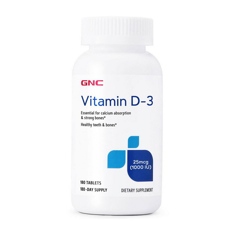 

Витамин D 25 мкг + Кальций GNC Vitamin D-3 25 mcg (1000 IU) 180 tab