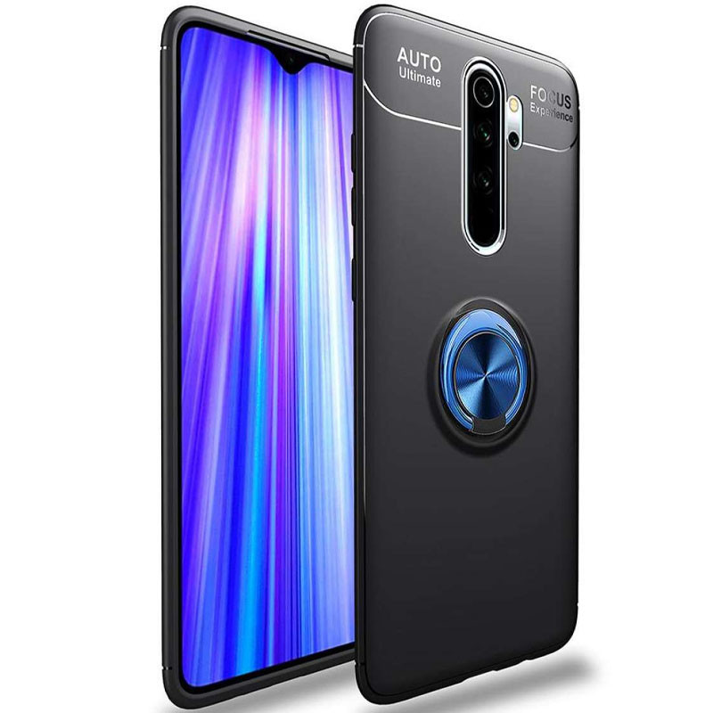 

TPU чехол Deen ColorRing под магнитный держатель (opp) для Xiaomi Redmi Note 8 Pro, Черный / синий