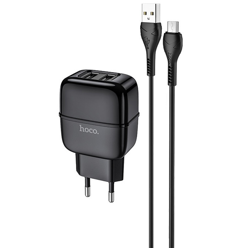 

СЗУ Hoco C77A (2USB/2.4A) + MicroUSB, Черный