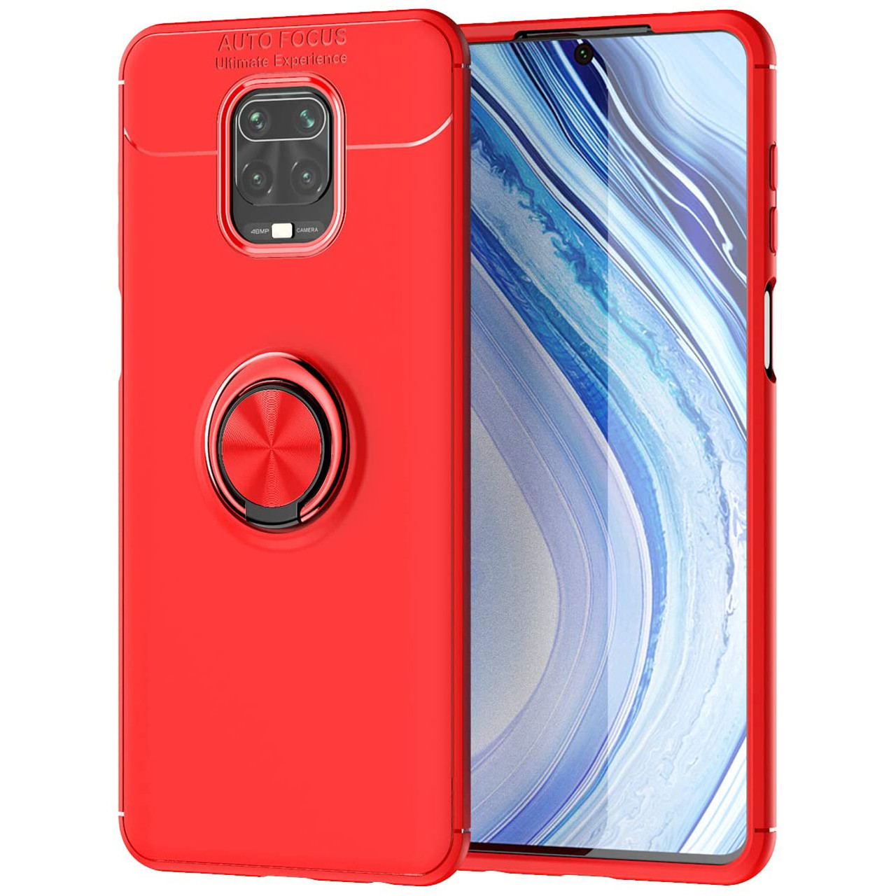 

TPU чехол Deen ColorRing под магнитный держатель (opp) для Xiaomi Redmi Note 9s/Note 9 Pro/9 Pro Max, Красный / красный