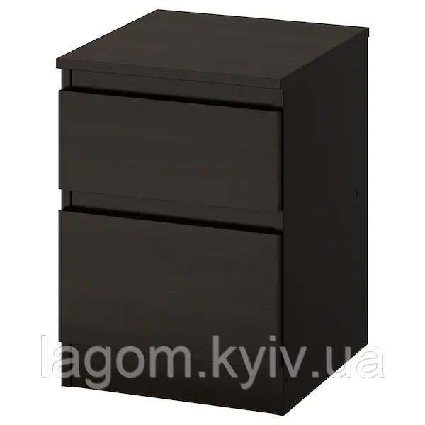 

Тумбочка с 2 ящиками 35x49 см IKEA KULLEN черно-коричневая в гостиную/спальню (прикроватная) комод ИКЕА КУЛЛЕН