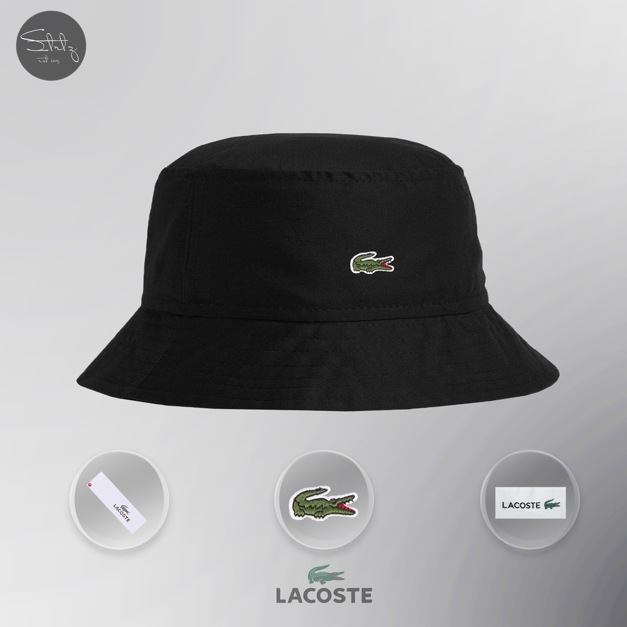 

Панама Lacoste однотонная Лакоста черного цвета