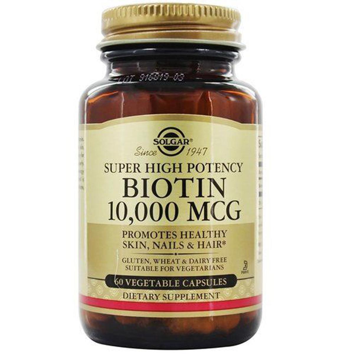 

Биотин (В7) 10 000 мкг, Biotin, Solgar, 60 гелевых капсул