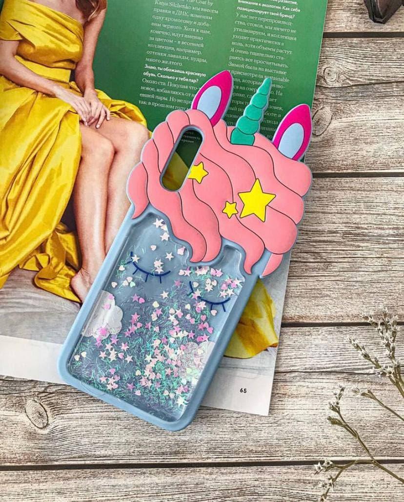 

3D чехол жидкие блестки Единорог для Huawei Y5 2019 (51093SHA)/ Honor 8s, Разные цвета