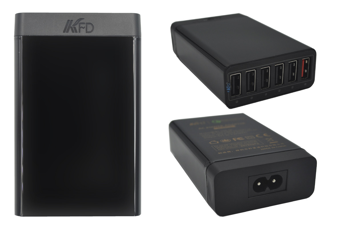 

Сетевое зарядное устройство KFD Qualcomm Quick Charge 2.0, 6 портов USB, 60W (U60-QC), Черный