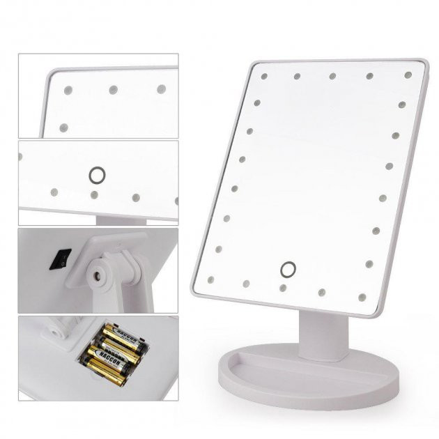 

Зеркало для макияжа с 16 LED подсветкой Mirror White. Цвет: белый