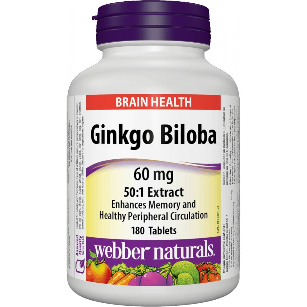 

Гинкго Билоба Naturals Webber Ginkgo Biloba 60mg 180 таблеток