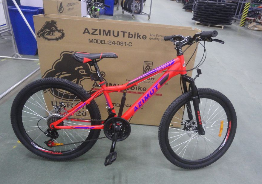 

Спортивный велосипед 24 дюйма Azimut Forest рама 12.5" красный, Синий