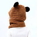 Детский Снуд Панда с ушками (Мишка) теплая шапка-шарф 2 в 1 (зимняя шапка-шлем, балаклава) Розовая, Унисекс, фото 10