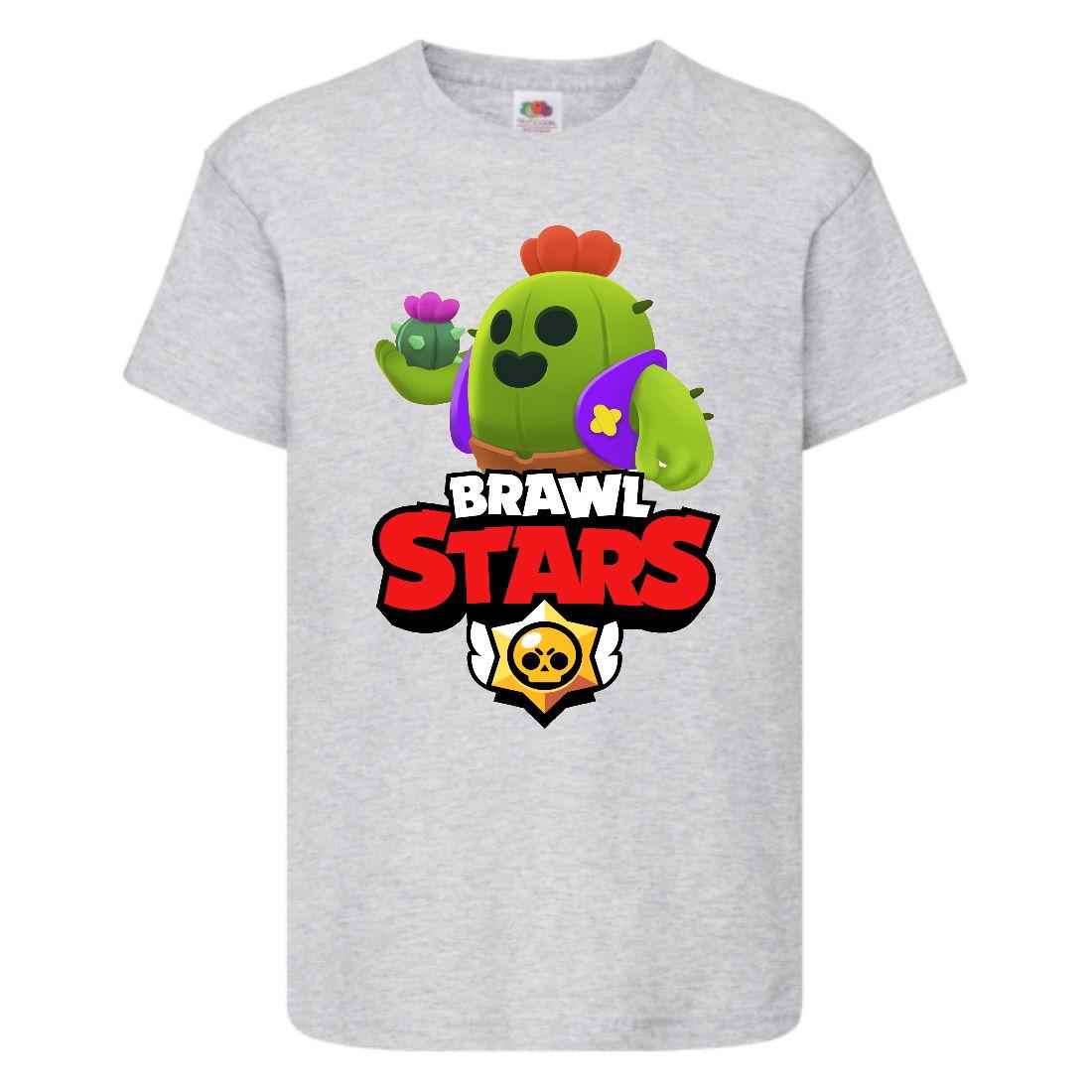 

Футболка детская Бравл Старс Спайк (Brawl Stars Spike) серая