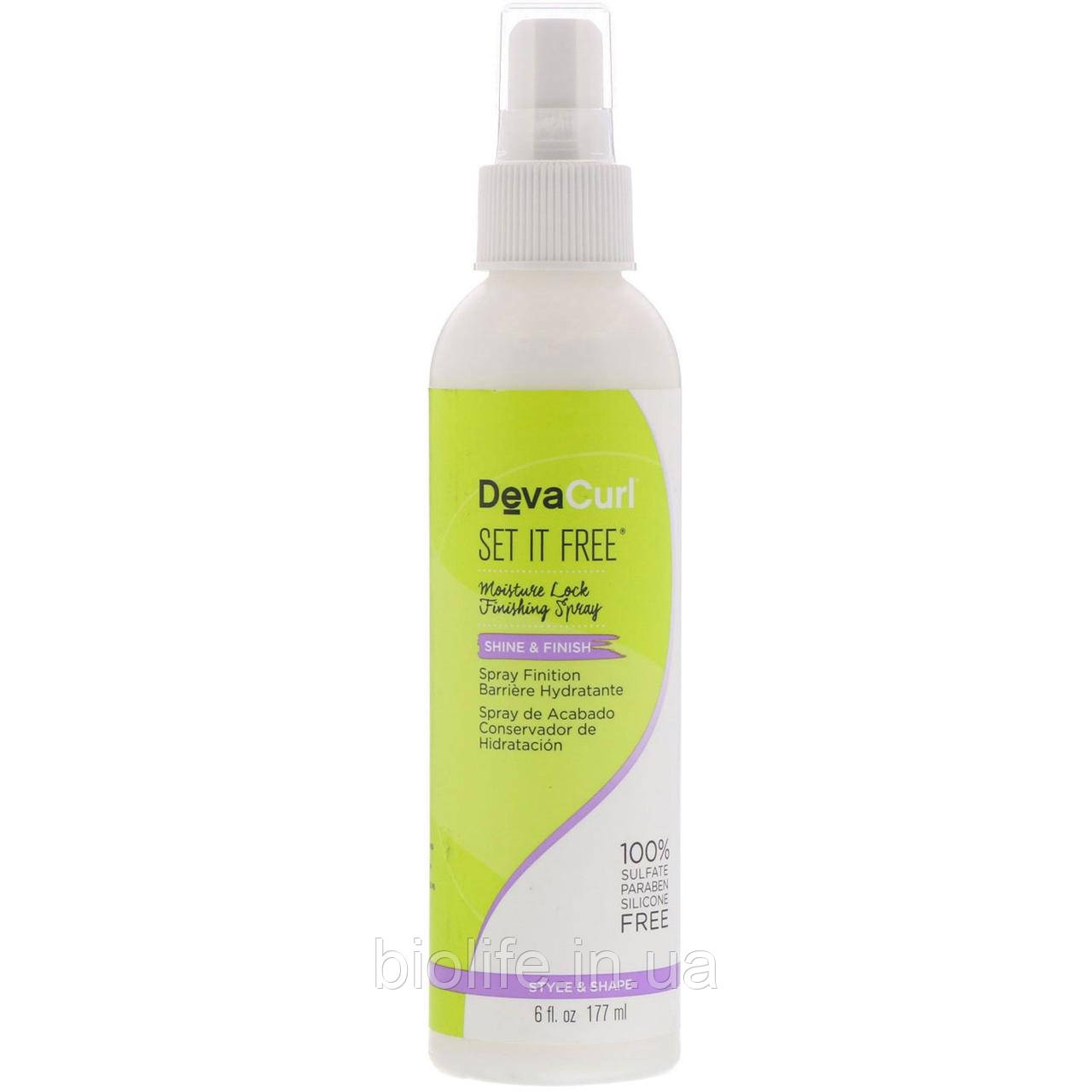 

DevaCurl, Set It Free, спрей-финиш, удерживающий влагу, 177 мл