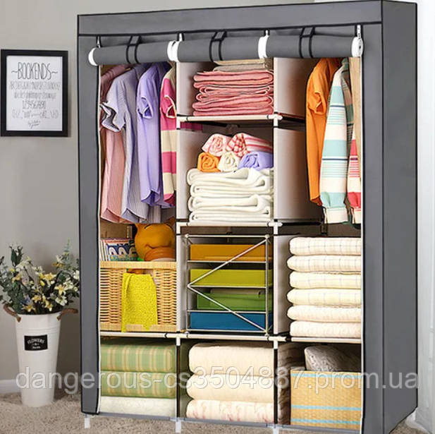 

Складной тканевый шкаф каркасный Storage Wardrobe 88130, шкаф на три секции 130*45*175