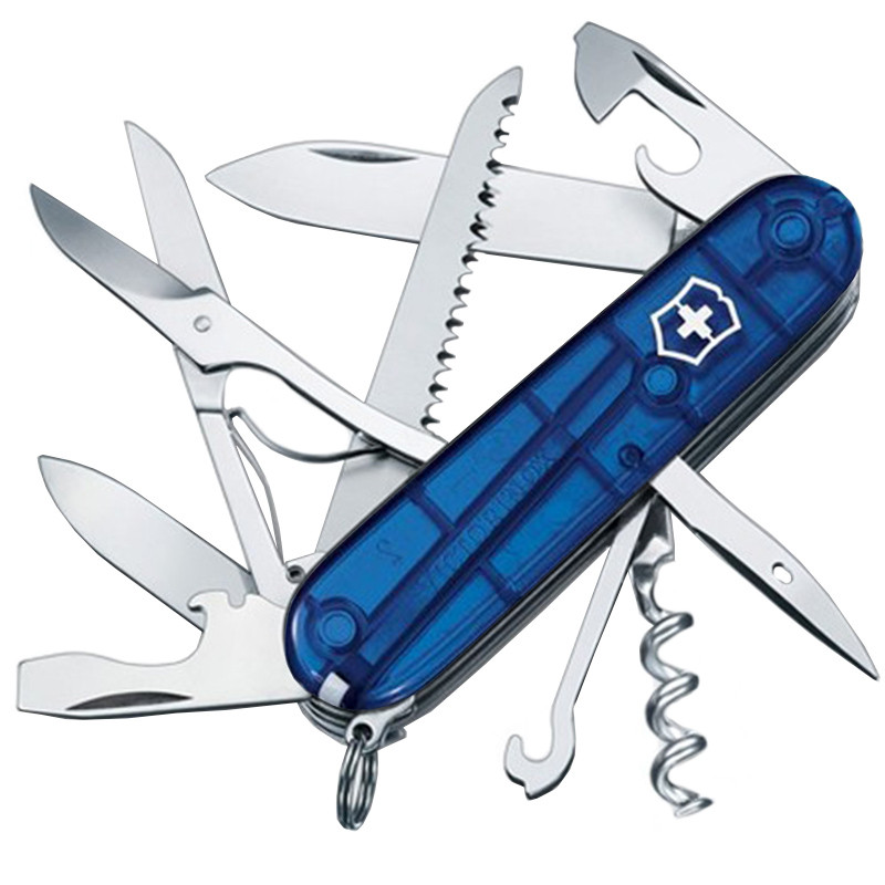 

Нож складной, мультитул Victorinox Huntsman (91мм, 15 функций), синий прозр. 1.3713.Т2