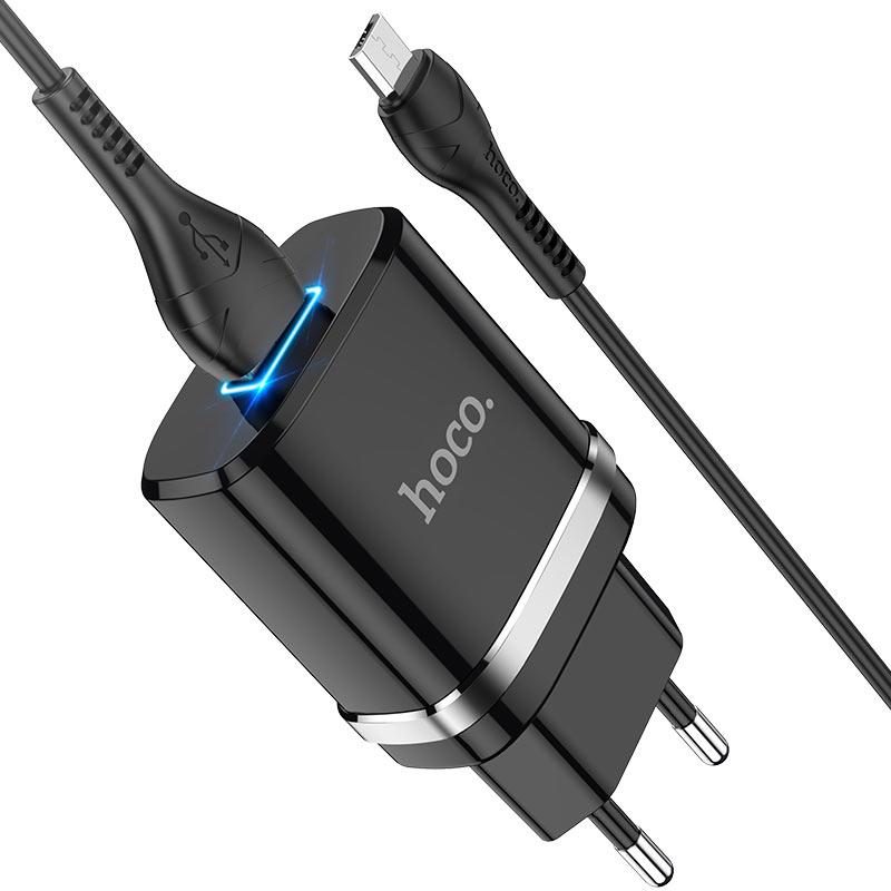 

Сетевое зарядное устройство Hoco N1 (комплект с кабелем MicroUSB) 1USB, 2,4A Black, Черный