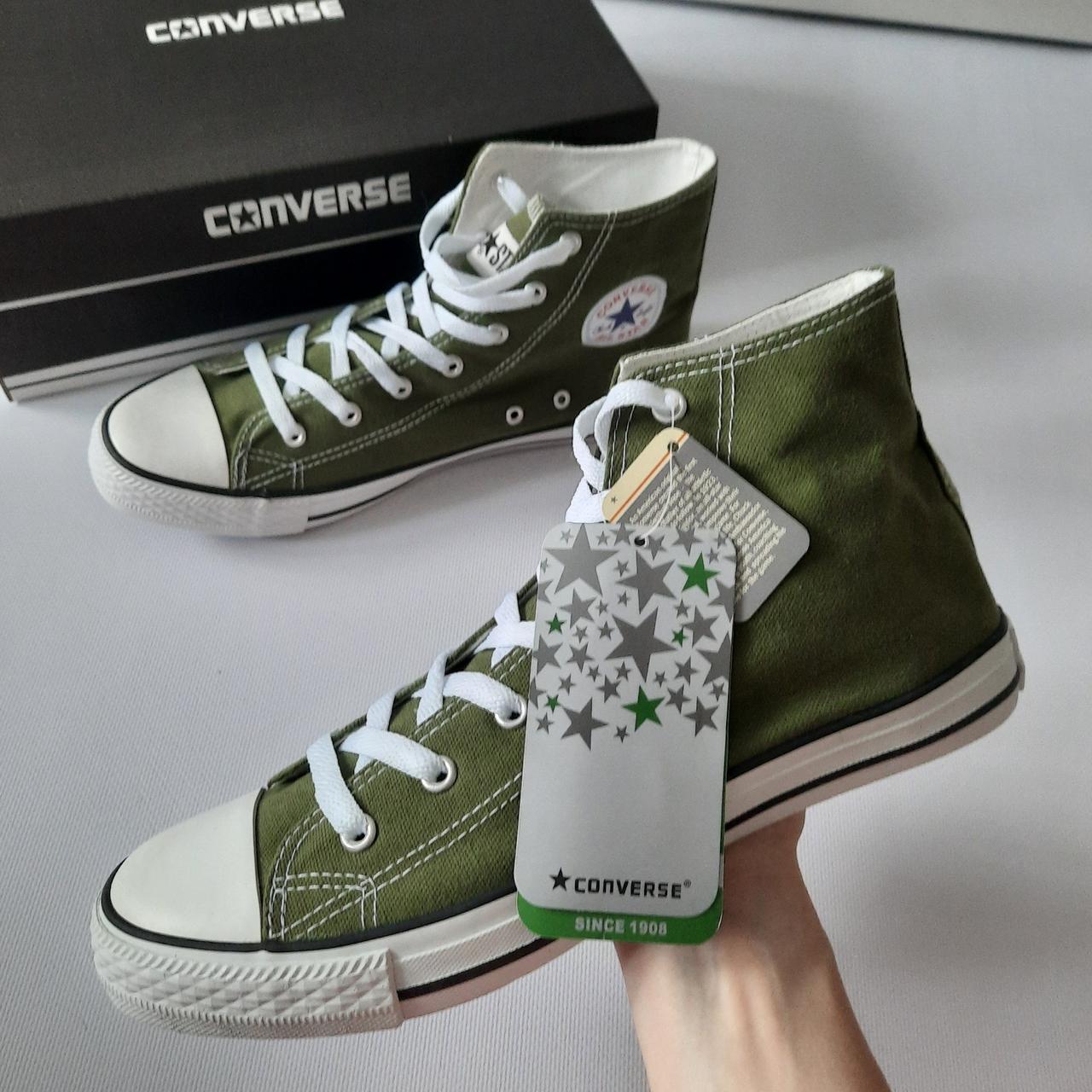 

Конверсы мужские, женские, подростковые Chuck Taylor. Кеды Converse All Star высокие унисекс зеленые