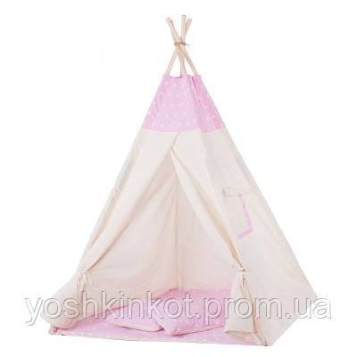 

Детская палатка вигвам Springos Tipi Xxl White/Pink SKL41-277687