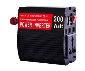 Автомобильный инвертор преобразователь напряжения, авто инвертор с куллером  DC 12V AC 220V на выходе 200Вт