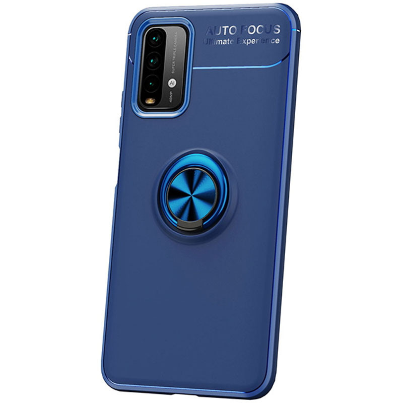 

TPU чехол Deen ColorRing под магнитный держатель (opp) для Xiaomi Redmi Note 9 4G / 9 Power / 9T, Синий / синий