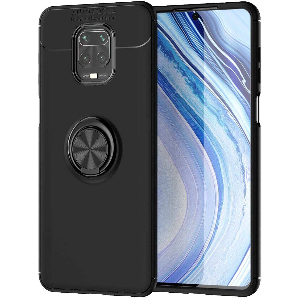 

TPU чехол Deen ColorRing под магнитный держатель (opp) для Xiaomi Redmi Note 9s/Note 9 Pro/9 Pro Max, Черный / черный