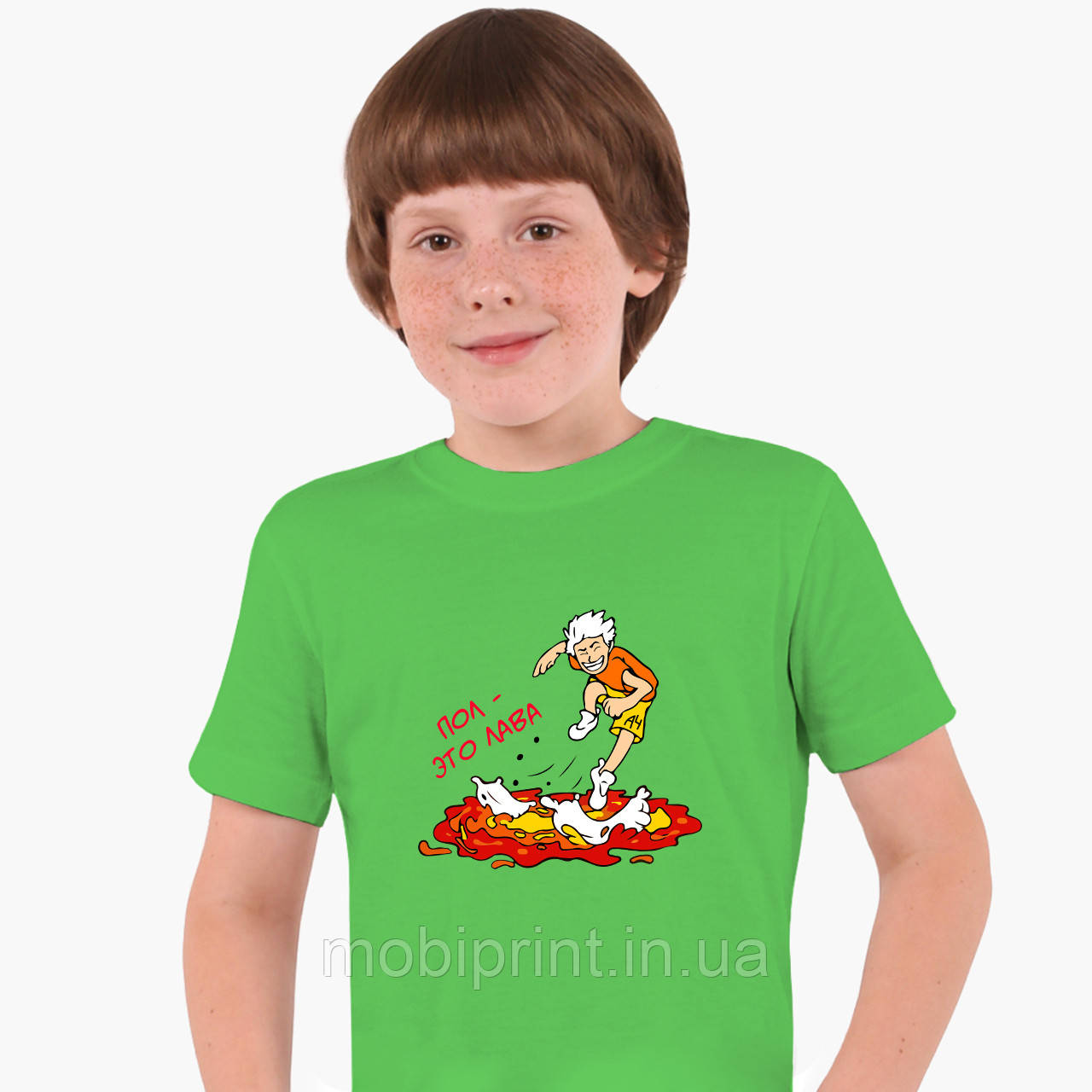 

Детская футболка для мальчиков блогер Влад Бумага А4 Пол это Лава (blogger Vlad A4) Салатовый 158