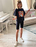 Детский летний костюм футболка оверсайз и бриджи велосипедки размер: 134, 140, 146, 152, 158, фото 7