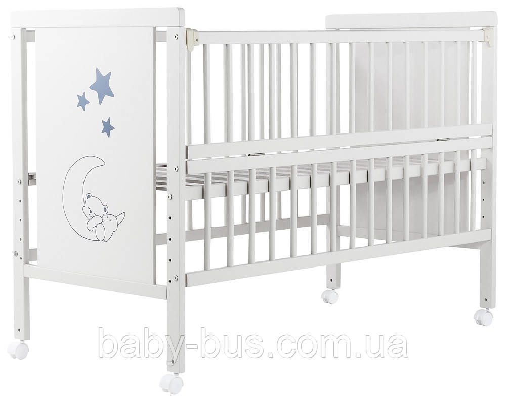 

Кровать Babyroom Медвежонок M-01 откидной бок, колеса бук белый