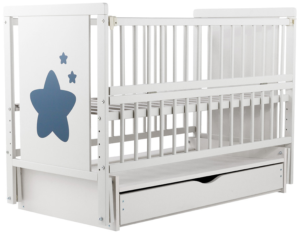 

Кровать Babyroom Звездочка Z-03 маятник, ящик, откидной бок бук белый