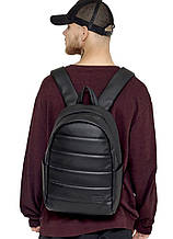Мужской рюкзак черный из экокожи городской, повседневный, для ноутбука 15,6