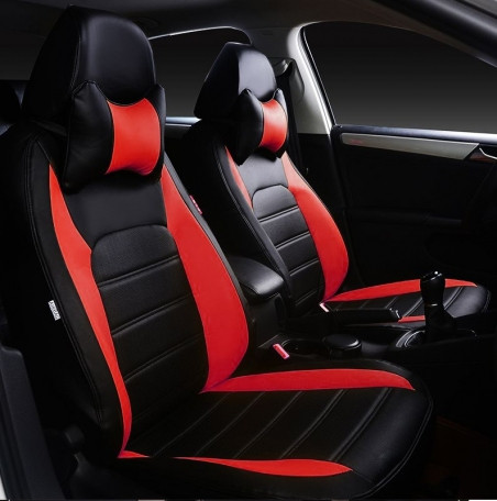 Чехлы на сиденья Форд Фьюжн (Ford Fusion) (модельные, НЕО Х, отдельный подголовник) черно-красный