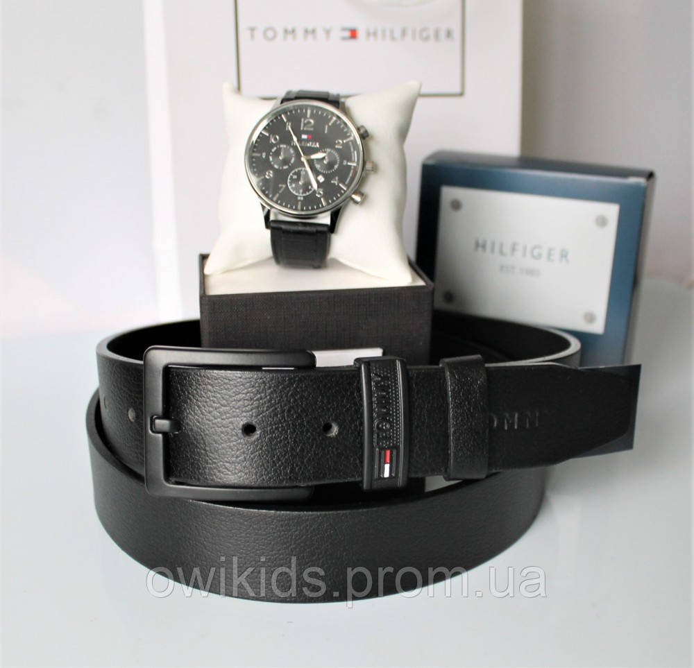 

Мужской подарочный набор Tommy Hilfiger часы и ремень total black
