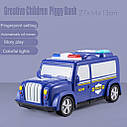 Дитячий сейф 589-13B Машина скарбничка з кодовим замком і відбитком пальця - поліцейська машина, колір синій, фото 4