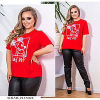 Жіноча футболка Міккі №781 (р. 48-58) червоний, фото 1