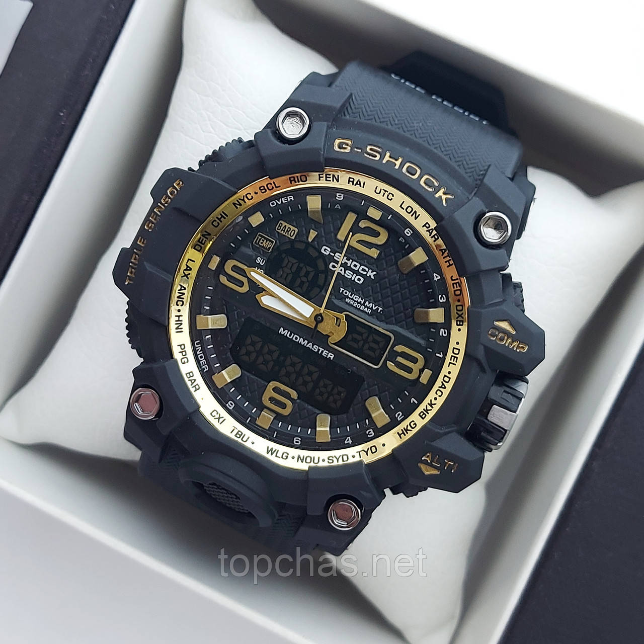 

Мужские спортивные наручные часы Casio G-Shock GWG-1000 черные с золотым, код 2019