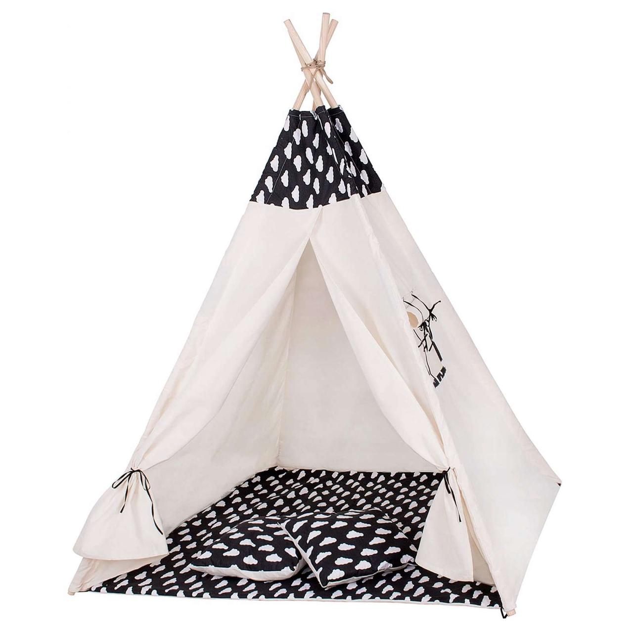 

Детская палатка вигвам Springos Tipi Xxl White/Black SKL41-277677