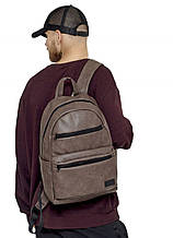 Мужской рюкзак коричневый городской, повседневный, для ноутбука 15,6 из матовой экокожи (качественный кожзам)
