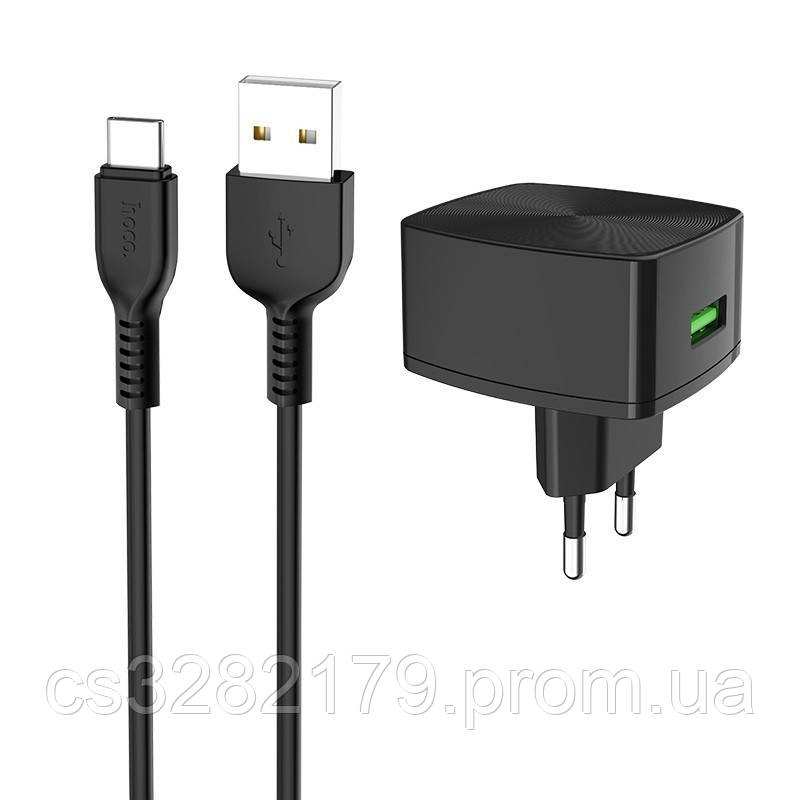 

СЗУ Hoco C70A QC3.0 (1USB/3A) + Type-C, Черный