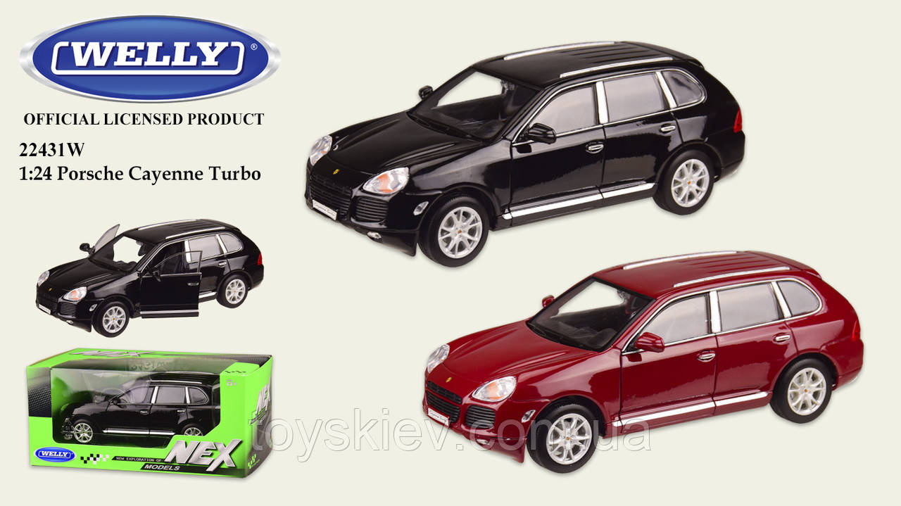 

Машина метал 22431W (24шт|4) "WELLY"1:24 PORSCHE CAYENNE TURBO,откр.двери,2 цвета,в кор.23*11*10 см,